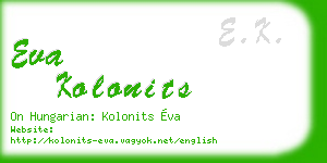 eva kolonits business card