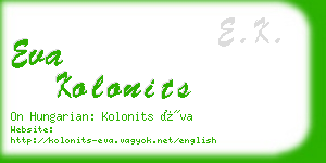eva kolonits business card